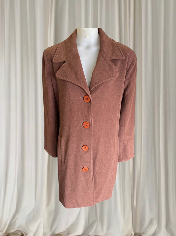 Virgo Vintage Cashmere Blend Button-Front Coat - Brown - Image 1