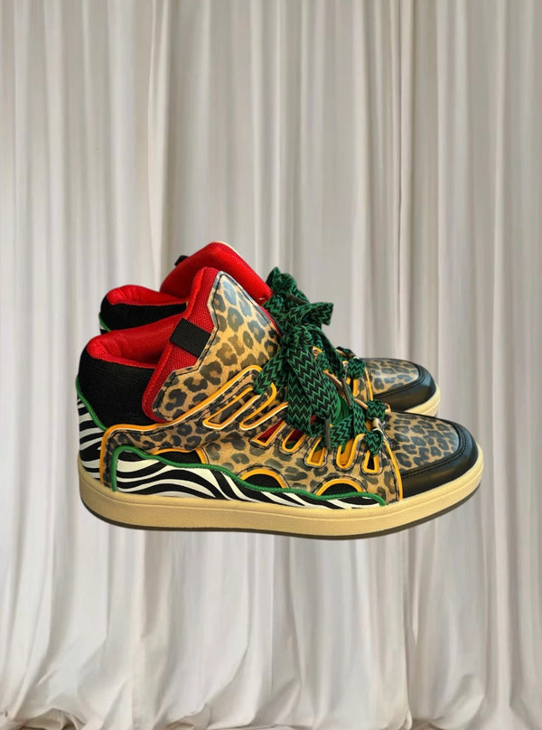 Streetwear Style Curb Sneakers - Leopard Print Animal Pattern - AU9 - Image 1