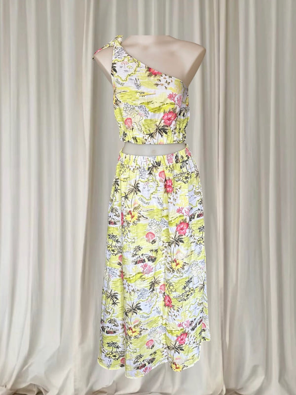 Seafolly Resort Wear Hibiscus Two-Piece Set - Tropical Top and Skirt Size S - Image 1