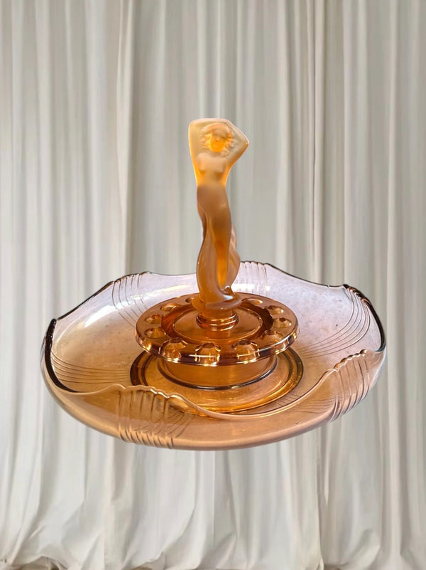 Vintage Art Deco Depression Glass Float Bowl Splash Josef Inwald Czech - Image 1