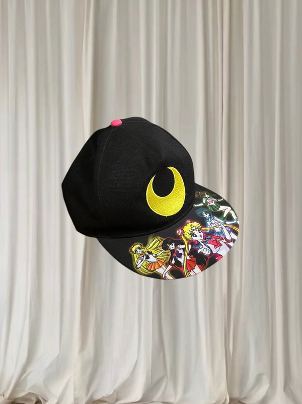 Sailor Moon/Sailor Guardians Flat Brim Snapback Hat - Vibrant Anime Print Cap OS - Image 1
