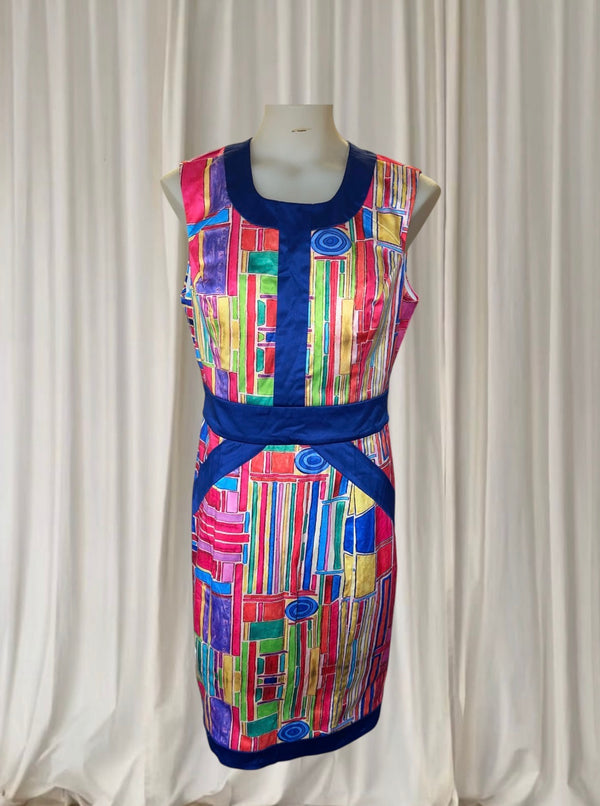 Mackenzie Mode Sleeveless Sheath Dress - Vibrant Multicolor Abstract Print