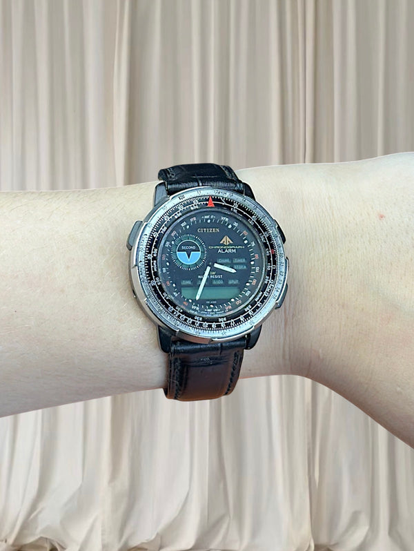 RARE Vintage Citizen Wingman Ana-Digi Chronograph Pilot Watch 8945 Japan