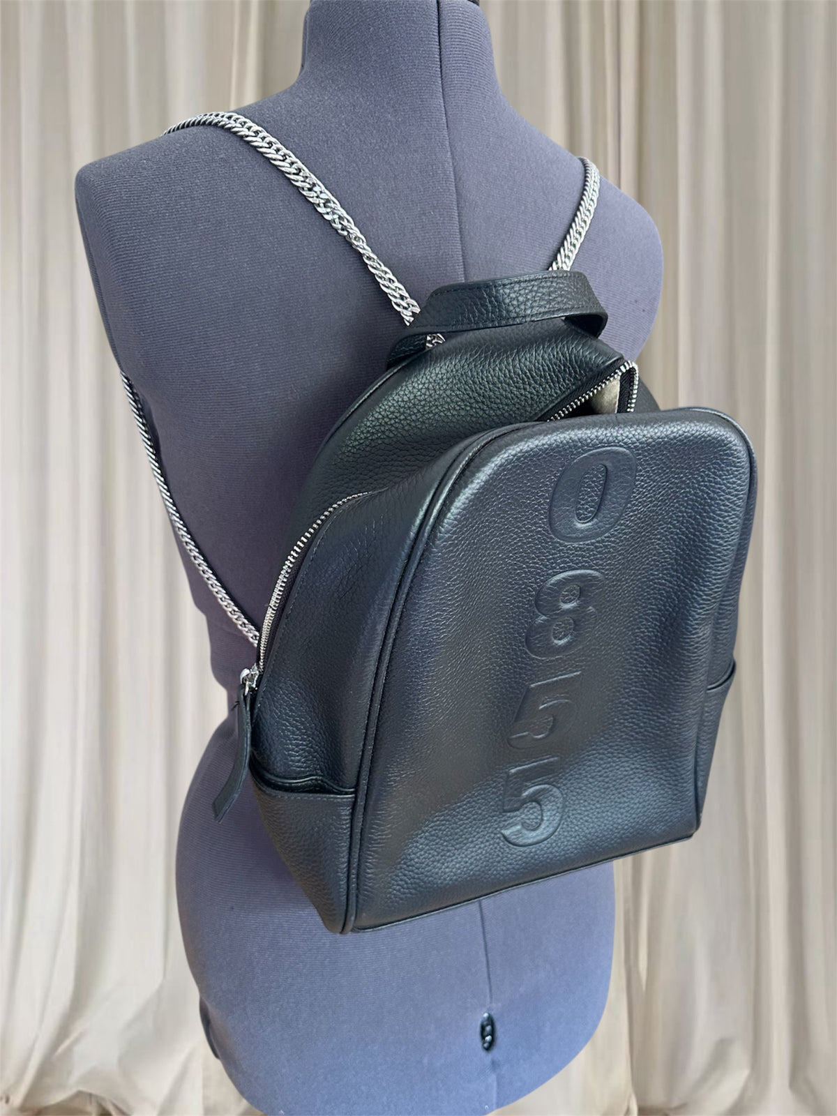 0855 Black Leather Backpack