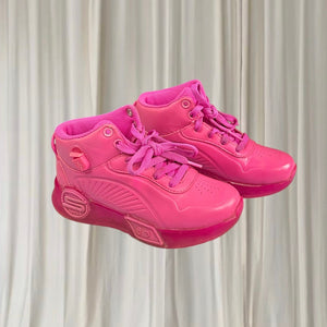 Skechers S-Lights Remix High-Top Sneakers Vibrant Hot Pink Light-Up Kids Shoes - Image 1