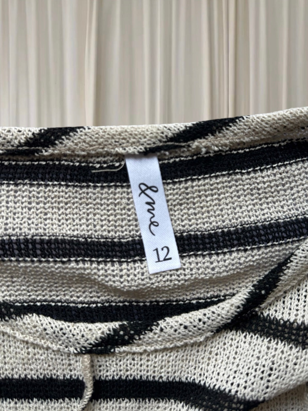 &Me Striped Raw Edge Knit Long Sleeve Top - Black And Cream - Image 6