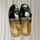 Too Many Shoes Croc-Embossed Mules - Black Faux Fur Lined Slip-Ons - Image 2