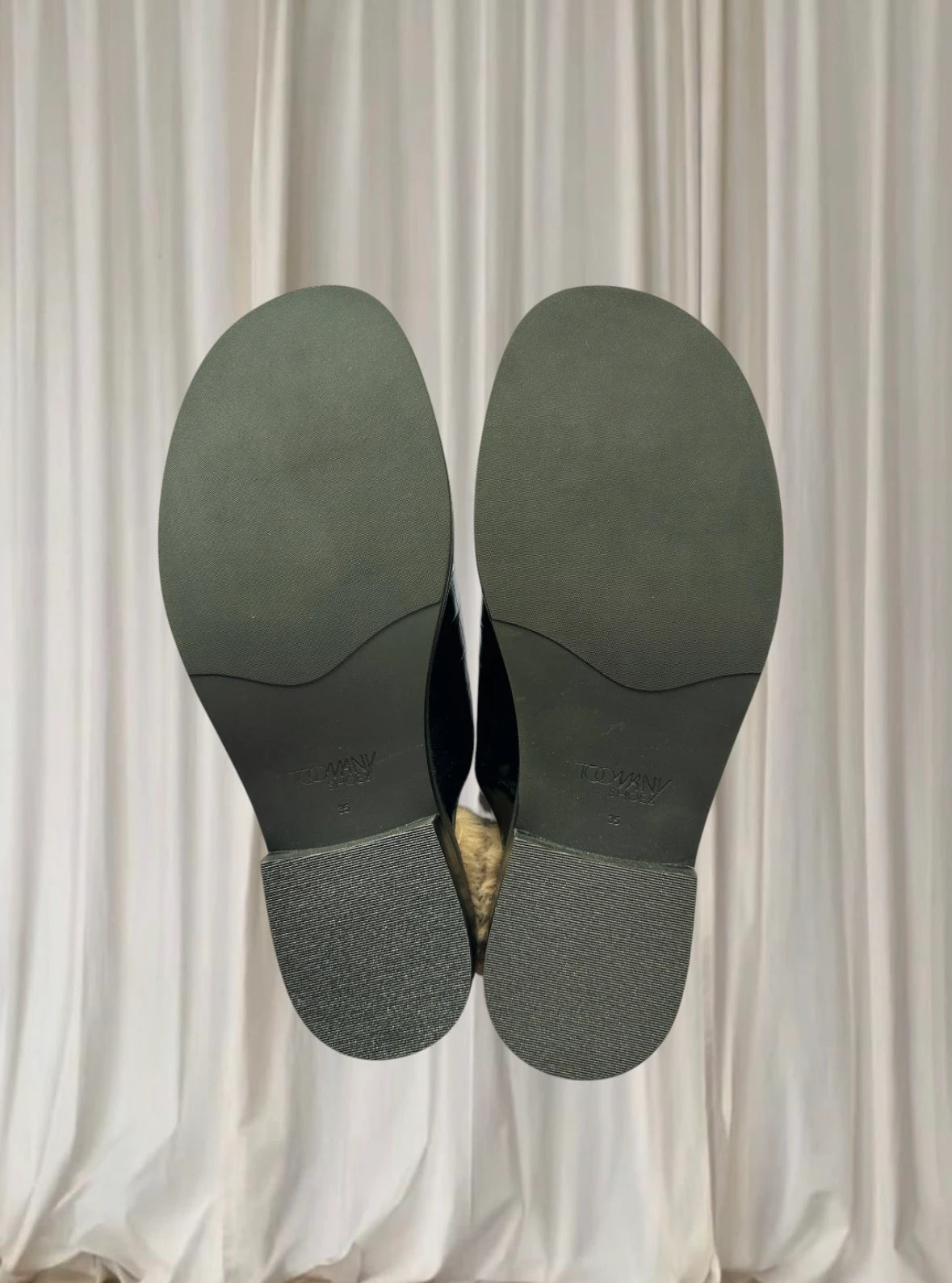Too Many Shoes Croc-Embossed Mules - Black Faux Fur Lined Slip-Ons - Image 6
