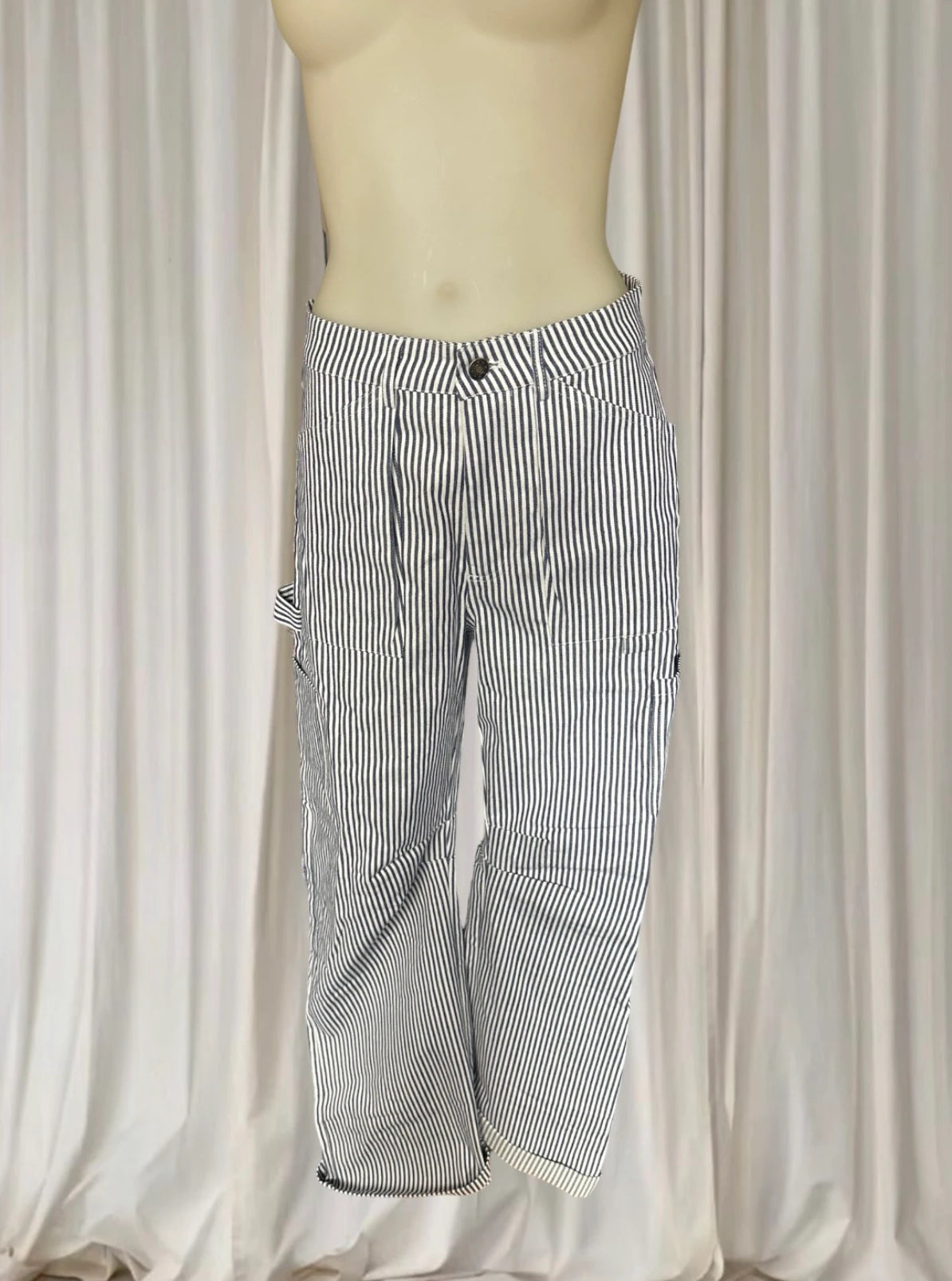 Lioness Miami Vice Carpenter Pants - Navy Pinstripe - Image 3