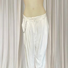 Lioness White Linen Pants - Relaxed Fit With Silver Hardware Detail - Image 1