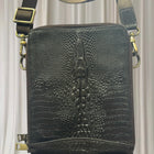 Men's Crocodile Pattern Embossed Leather Crossbody Messenger Bag - Dark Brown - Image 4