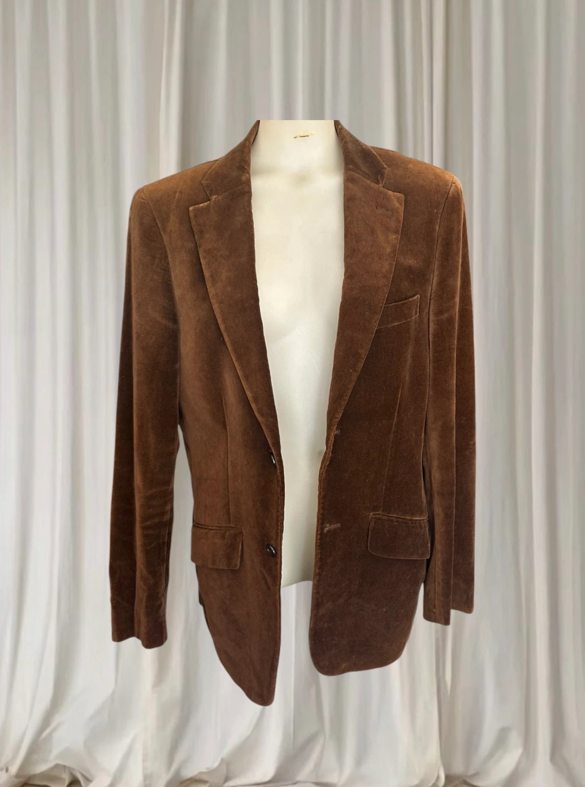 Vintage Tailor Made Velvet Blazer - Unisex Classic Brown Tailored Fit - Image 2