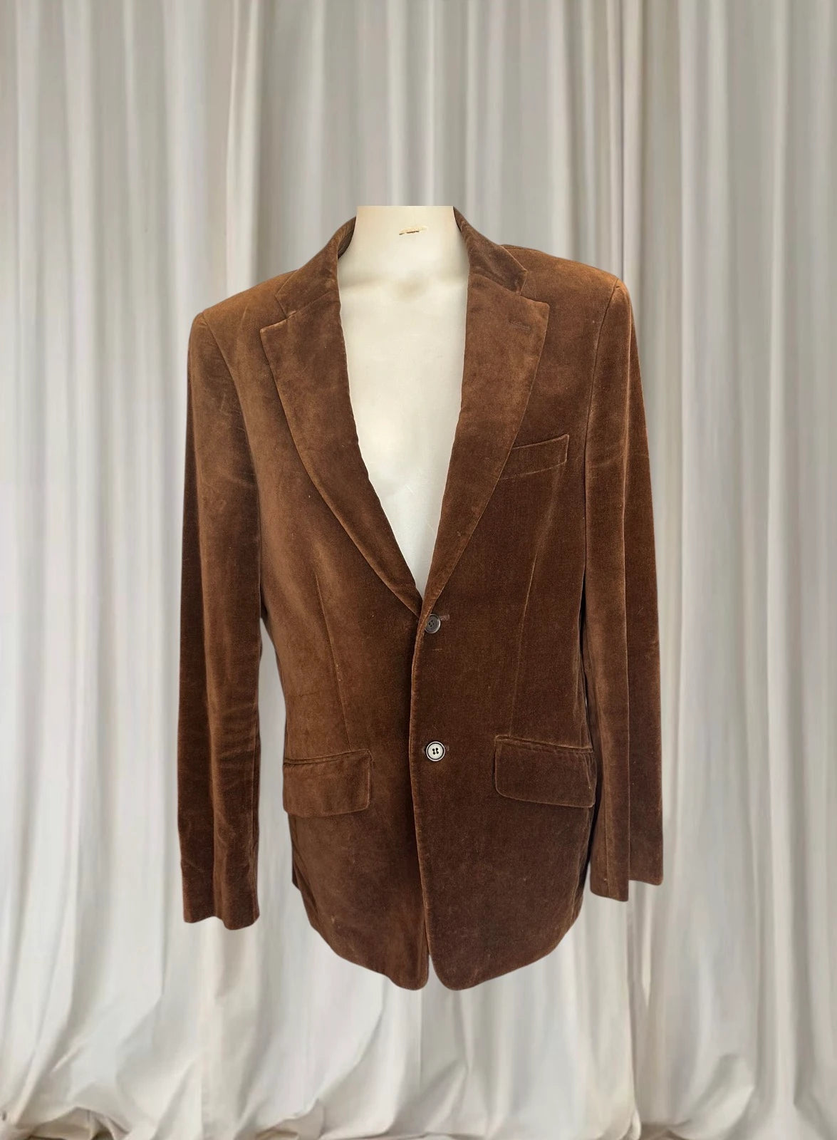 Vintage Tailor Made Velvet Blazer - Unisex Classic Brown Tailored Fit - Image 1