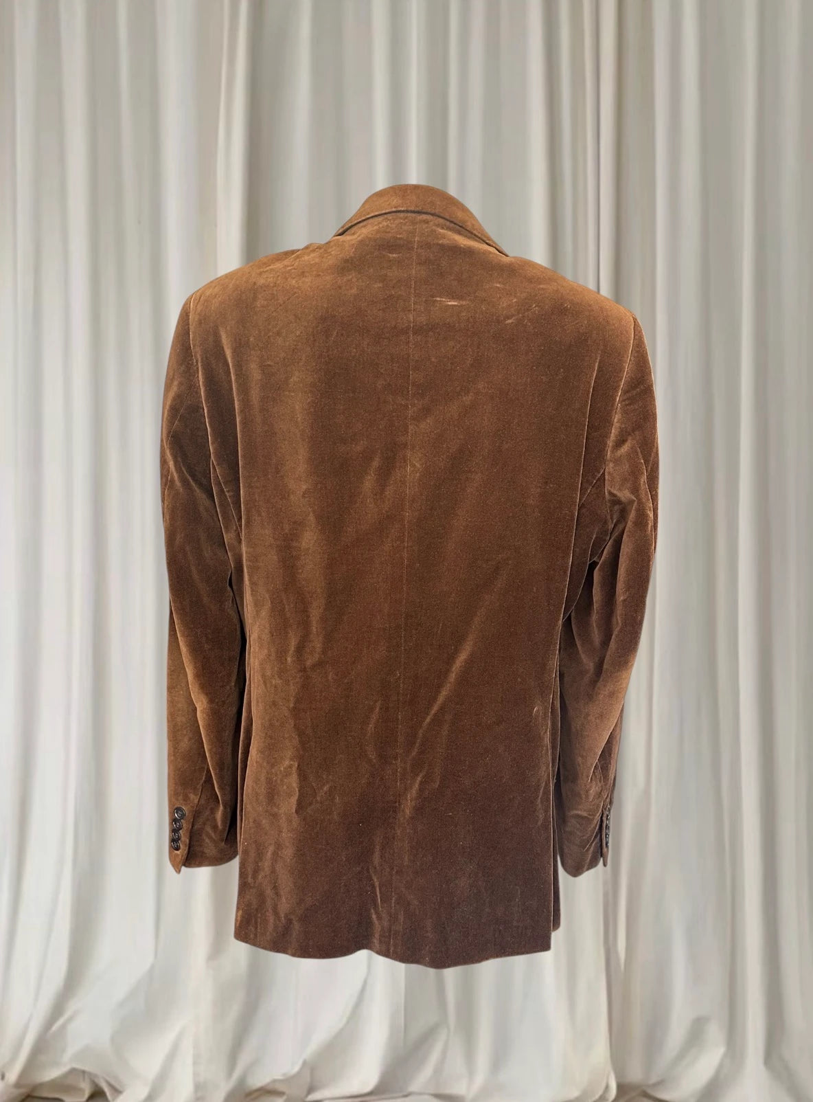 Vintage Tailor Made Velvet Blazer - Unisex Classic Brown Tailored Fit - Image 5