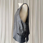 BikerGear Men's Genuine Leather Motorcycle Vest - Adjustable Side Lace Up Design - Image 3