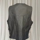 BikerGear Men's Genuine Leather Motorcycle Vest - Adjustable Side Lace Up Design - Image 6