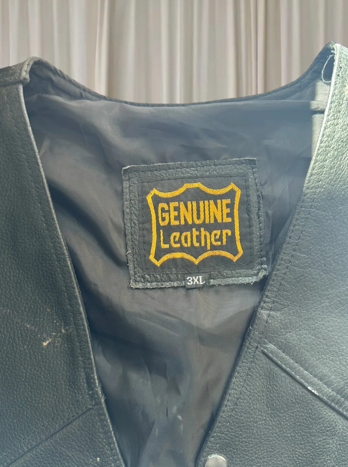BikerGear Men's Genuine Leather Motorcycle Vest - Adjustable Side Lace Up Design - Image 7