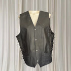 BikerGear Men's Genuine Leather Motorcycle Vest - Adjustable Side Lace Up Design - Image 1