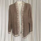 Alpasur Alpaca Wool Cardigan - Vintage Brown Geometric Trim - Image 1