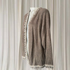Alpasur Alpaca Wool Cardigan - Vintage Brown Geometric Trim - Image 3