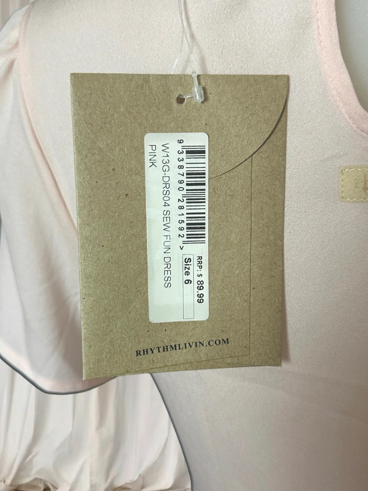 Rhythm Livin Sew Much Fun Dress - Pale Pink Embroidered Drop Waist Mini - Image 7