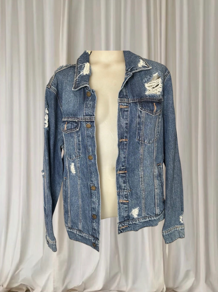 Thrills Wanderer Denim Jacket - Distressed Medium Wash - Image 1