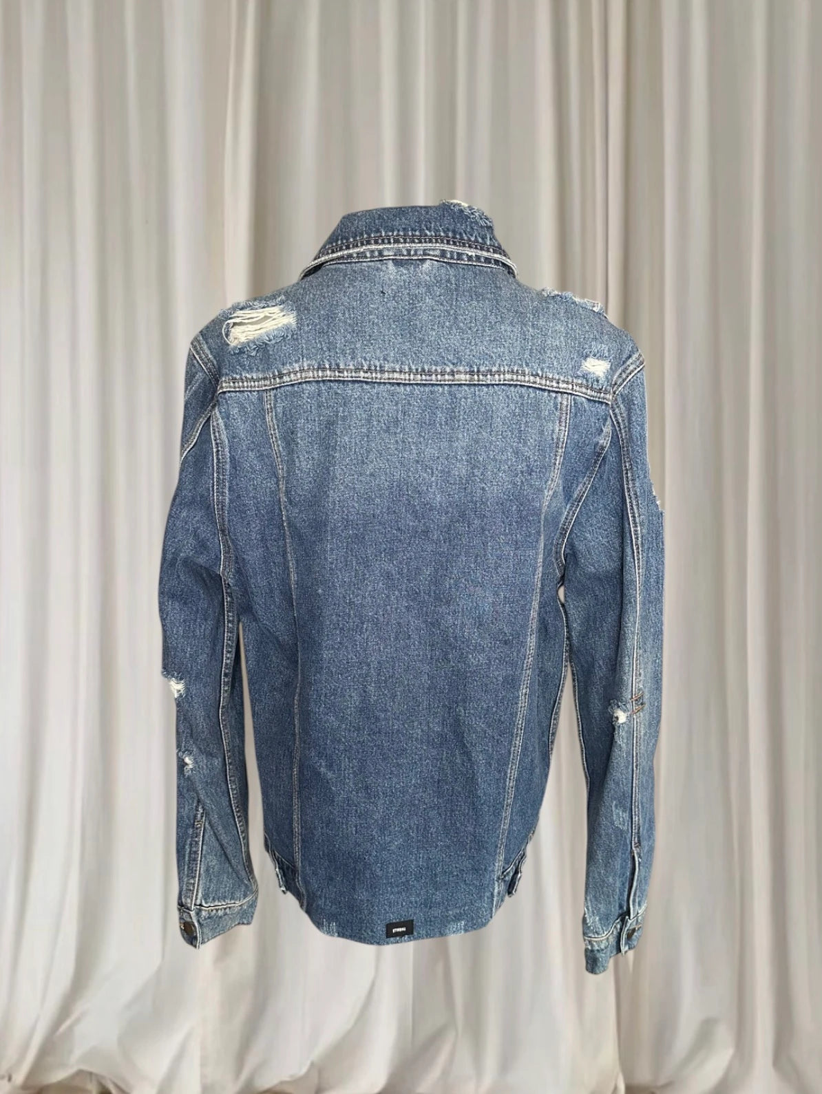Thrills Wanderer Denim Jacket - Distressed Medium Wash - Image 5