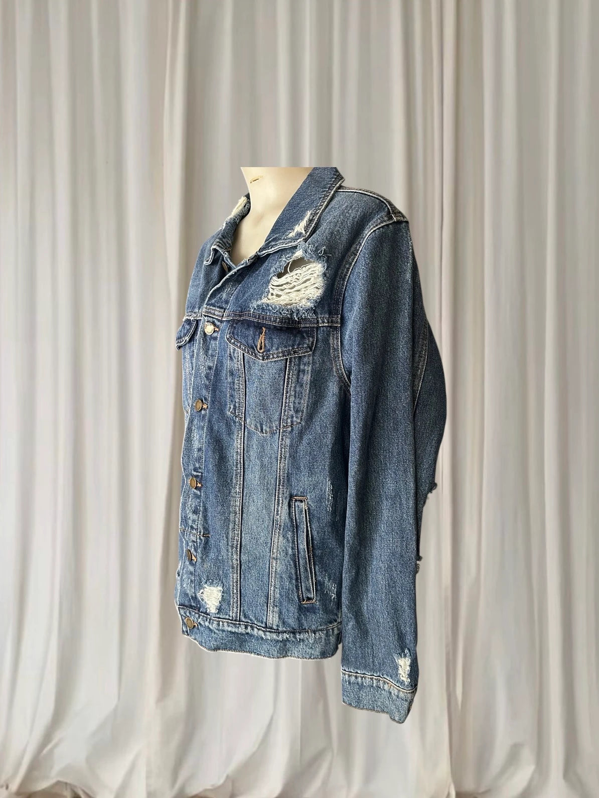 Thrills Wanderer Denim Jacket - Distressed Medium Wash - Image 4