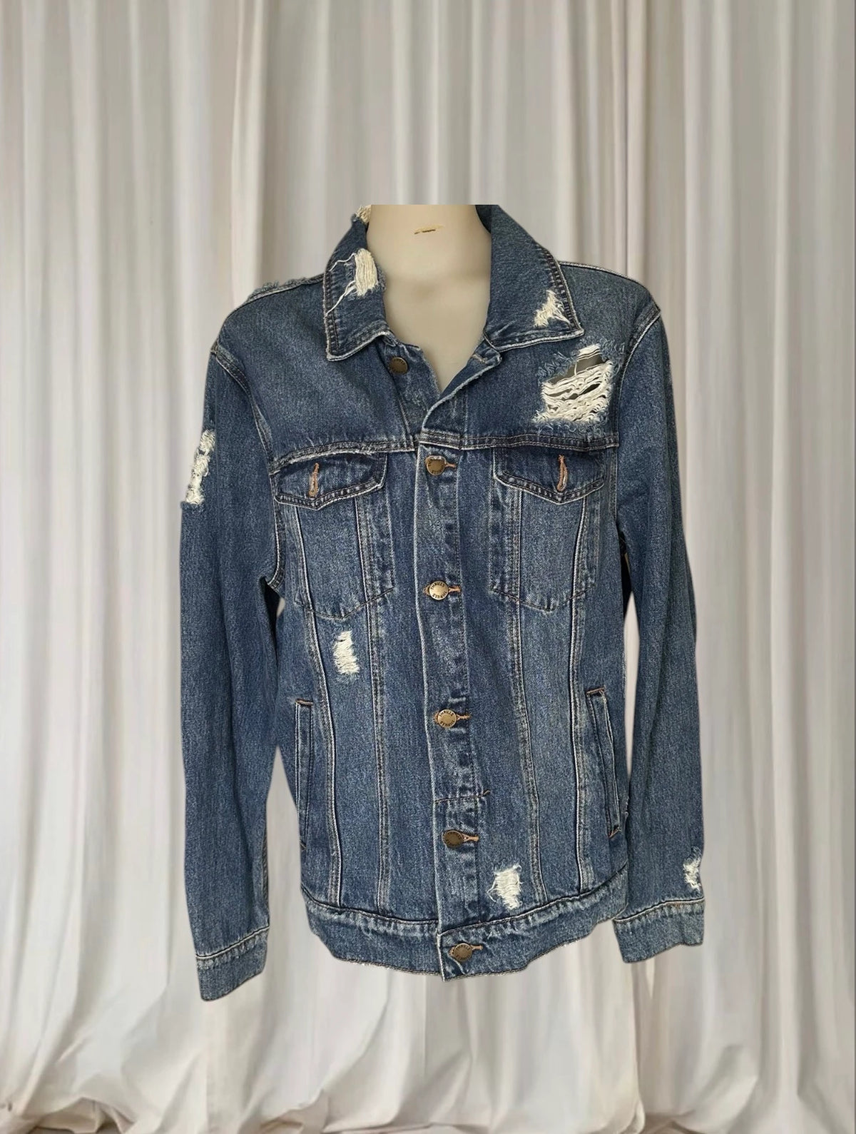 Thrills Wanderer Denim Jacket - Distressed Medium Wash - Image 2