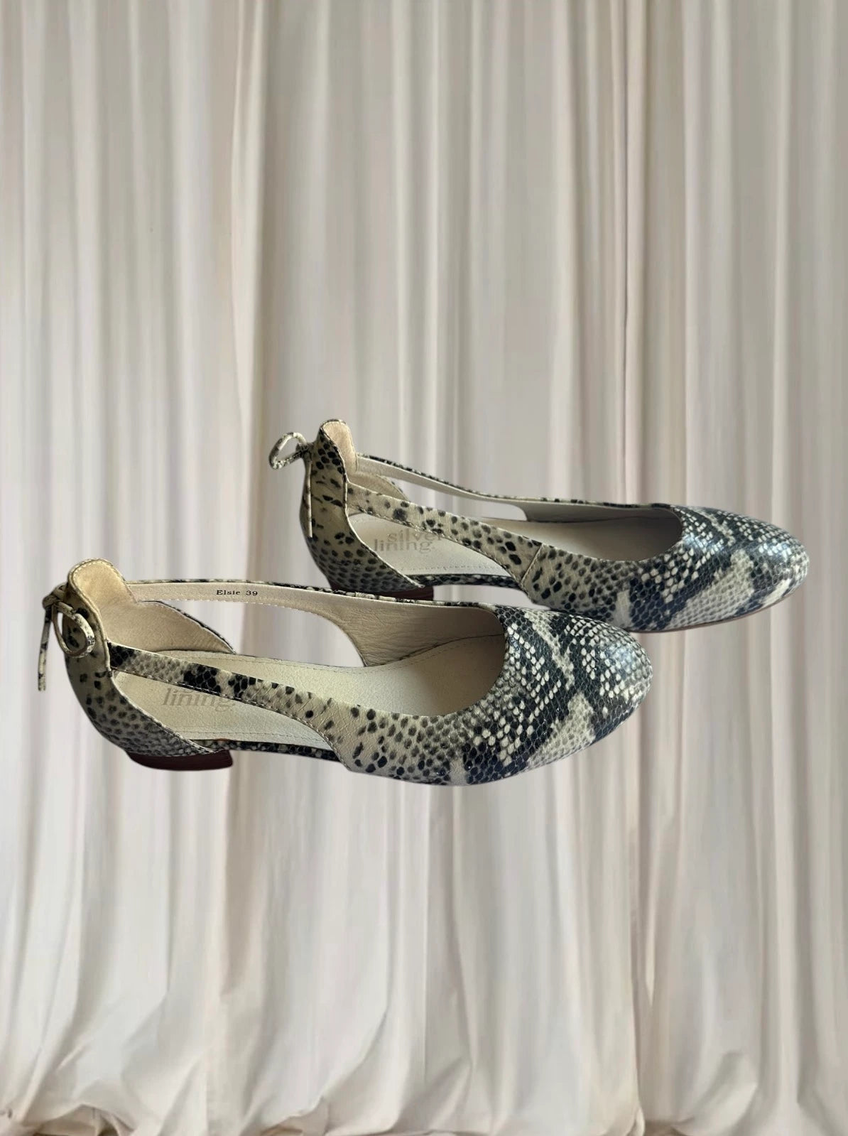Silver Lining Leather Snake Print Sandals - Comfortable Flat Shoes - Image 2