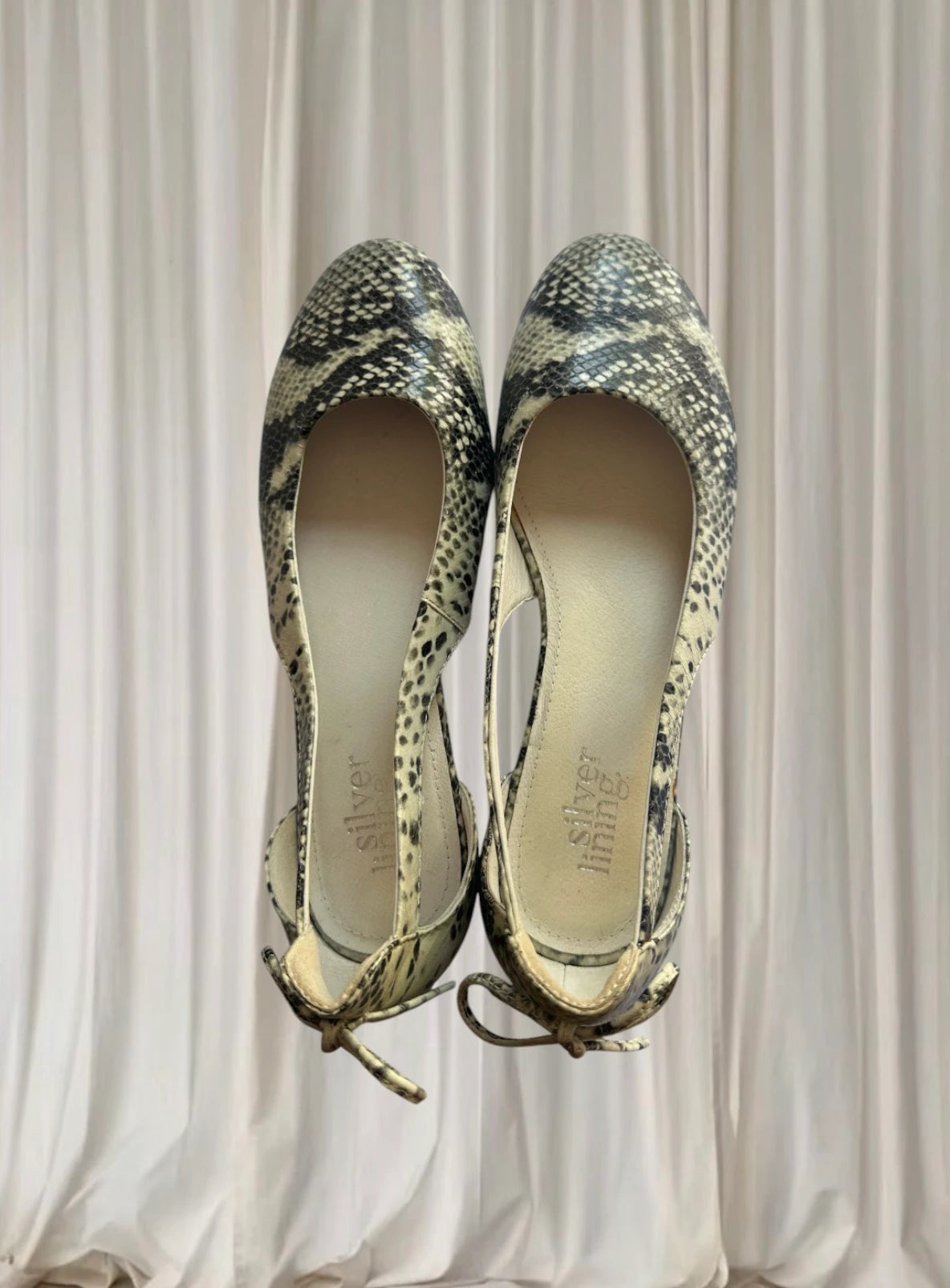 Silver Lining Leather Snake Print Sandals - Comfortable Flat Shoes - Image 3