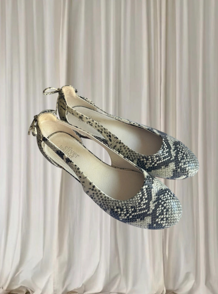 Silver Lining Leather Snake Print Sandals - Comfortable Flat Shoes - Image 1