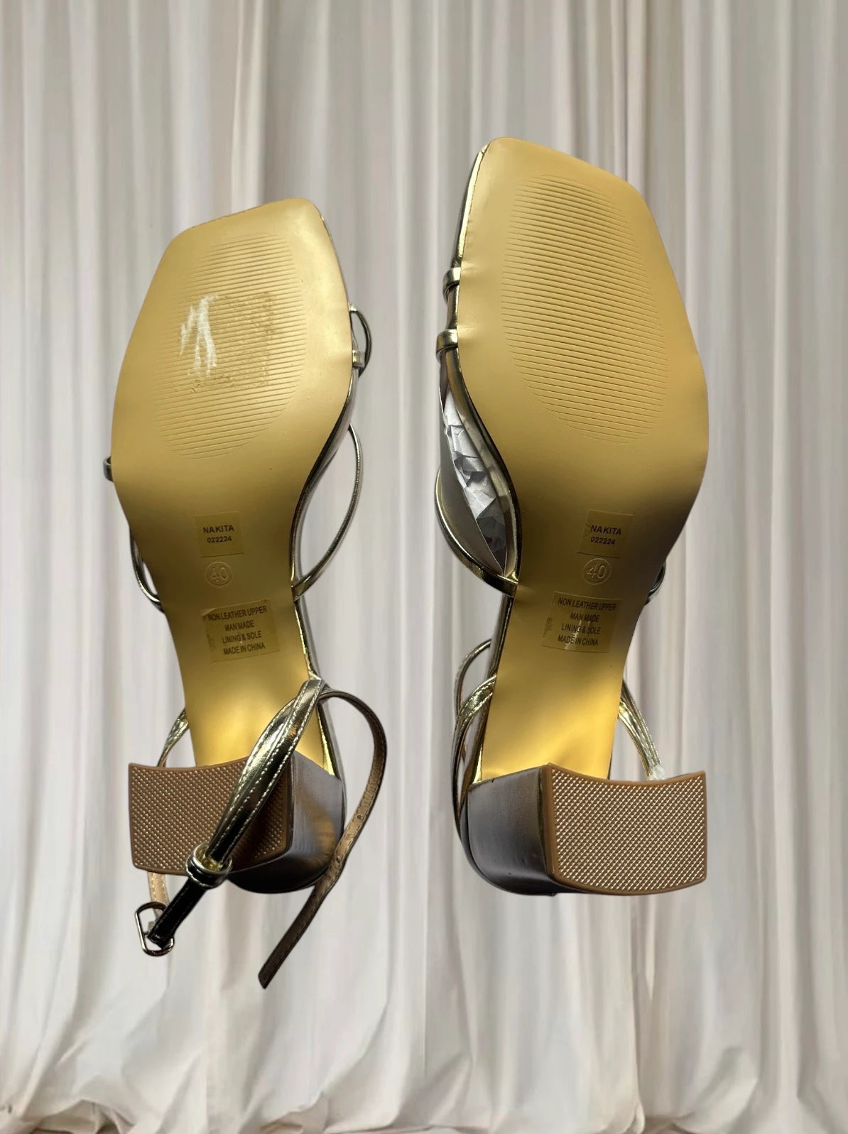 Verali Australia Nakita Gold Strappy Block Heel Sandals - Size 40 - Image 5