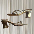 Verali Australia Nakita Gold Strappy Block Heel Sandals - Size 40 - Image 4