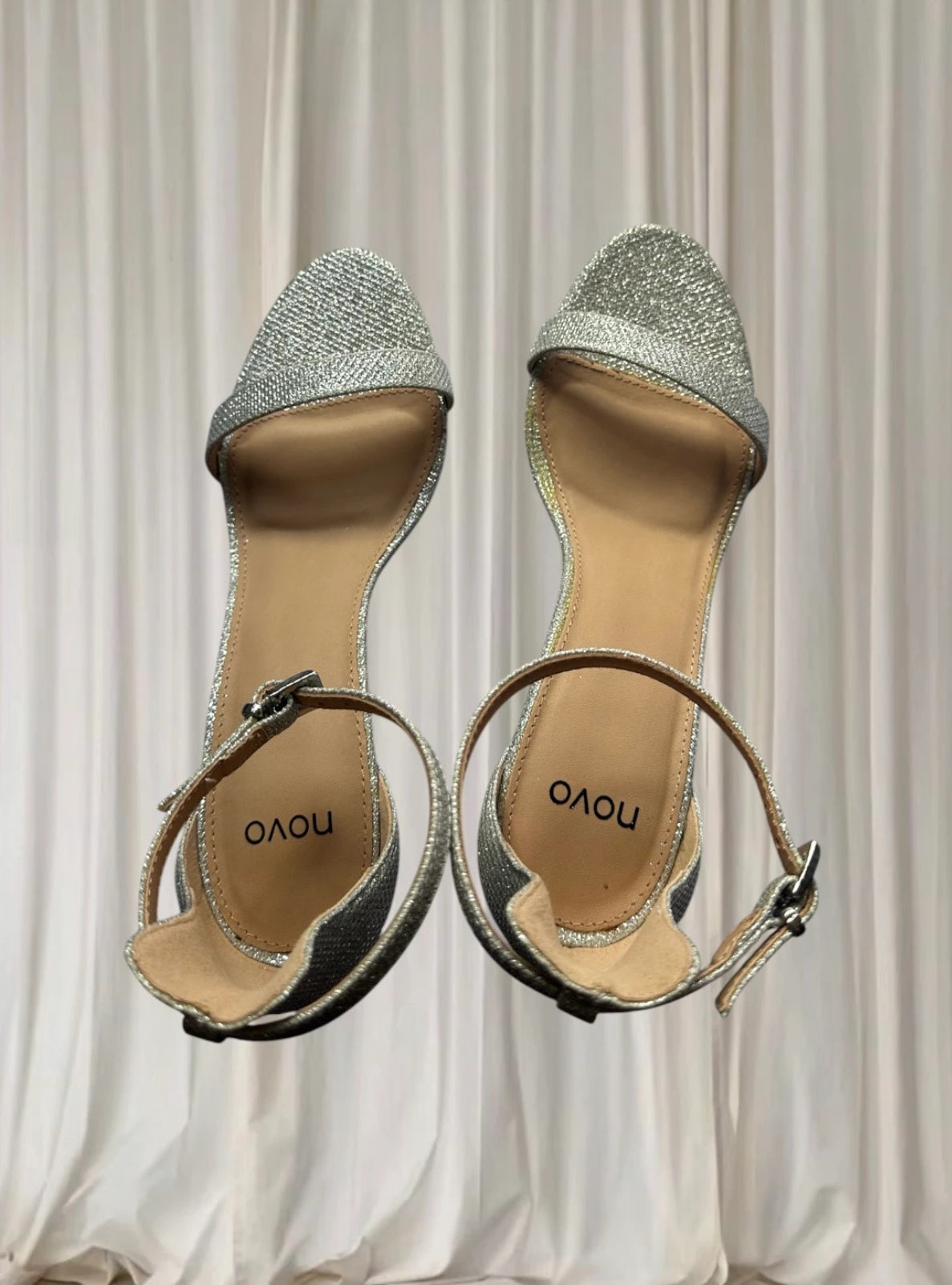 Novo Pelliy Silver Glitter Ankle Strap Heels - Brand New In Box - Image 4