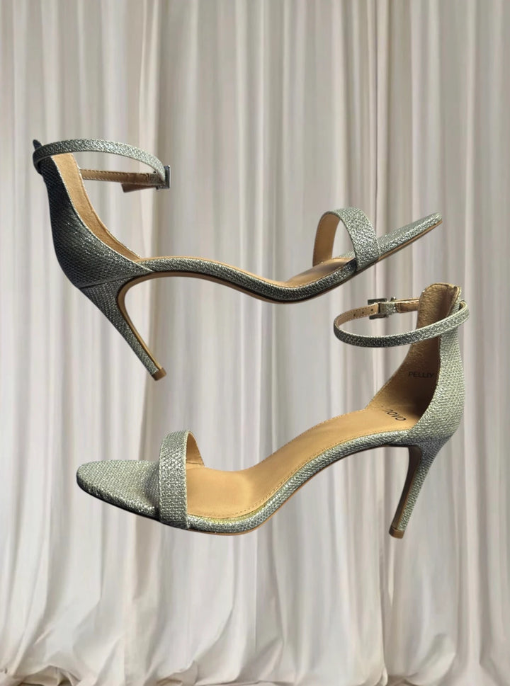 Novo Pelliy Silver Glitter Ankle Strap Heels - Brand New In Box - Image 1