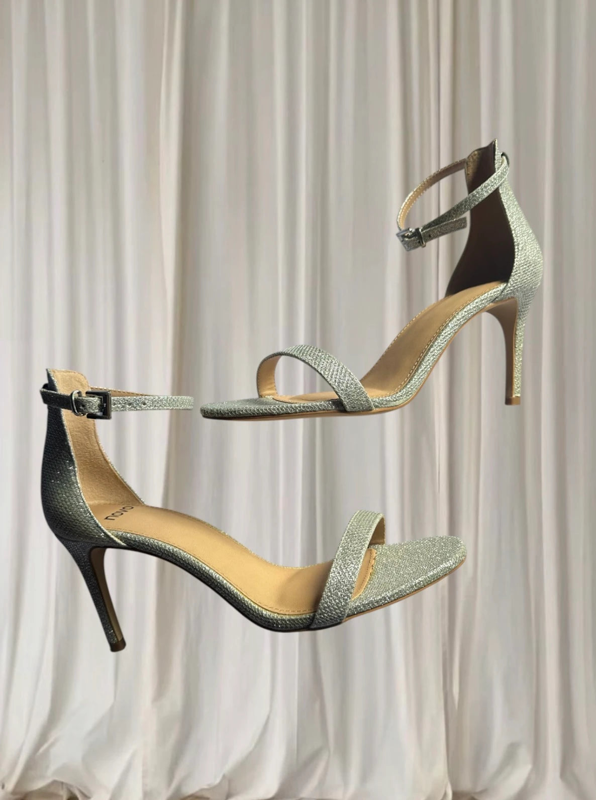 Novo Pelliy Silver Glitter Ankle Strap Heels - Brand New In Box - Image 6