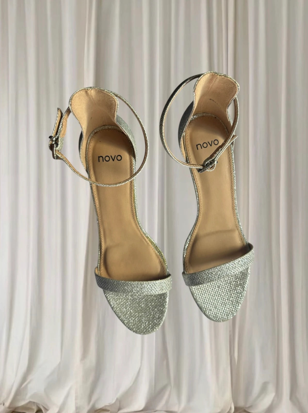 Novo Pelliy Silver Glitter Ankle Strap Heels - Brand New In Box - Image 5