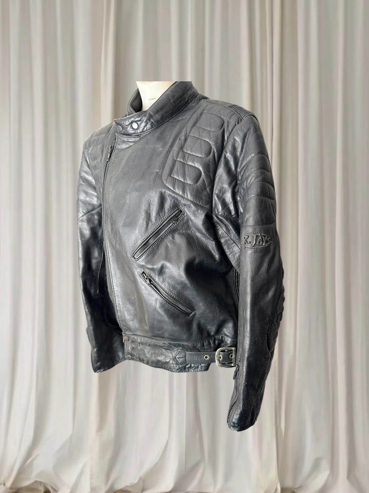 R.Jays Leathers Vintage 1980s Motorcycle Jacket - Black Biker Moto - Image 3