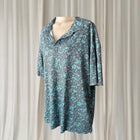 Tori Richard Honolulu Polo Shirt - Vintage Blue Grey Hibiscus Floral Print - Image 4