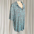Tori Richard Honolulu Polo Shirt - Vintage Blue Grey Hibiscus Floral Print - Image 3