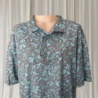 Tori Richard Honolulu Polo Shirt - Vintage Blue Grey Hibiscus Floral Print - Image 2