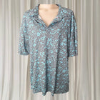 Tori Richard Honolulu Polo Shirt - Vintage Blue Grey Hibiscus Floral Print - Image 1