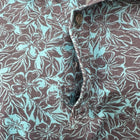 Tori Richard Honolulu Polo Shirt - Vintage Blue Grey Hibiscus Floral Print - Image 6