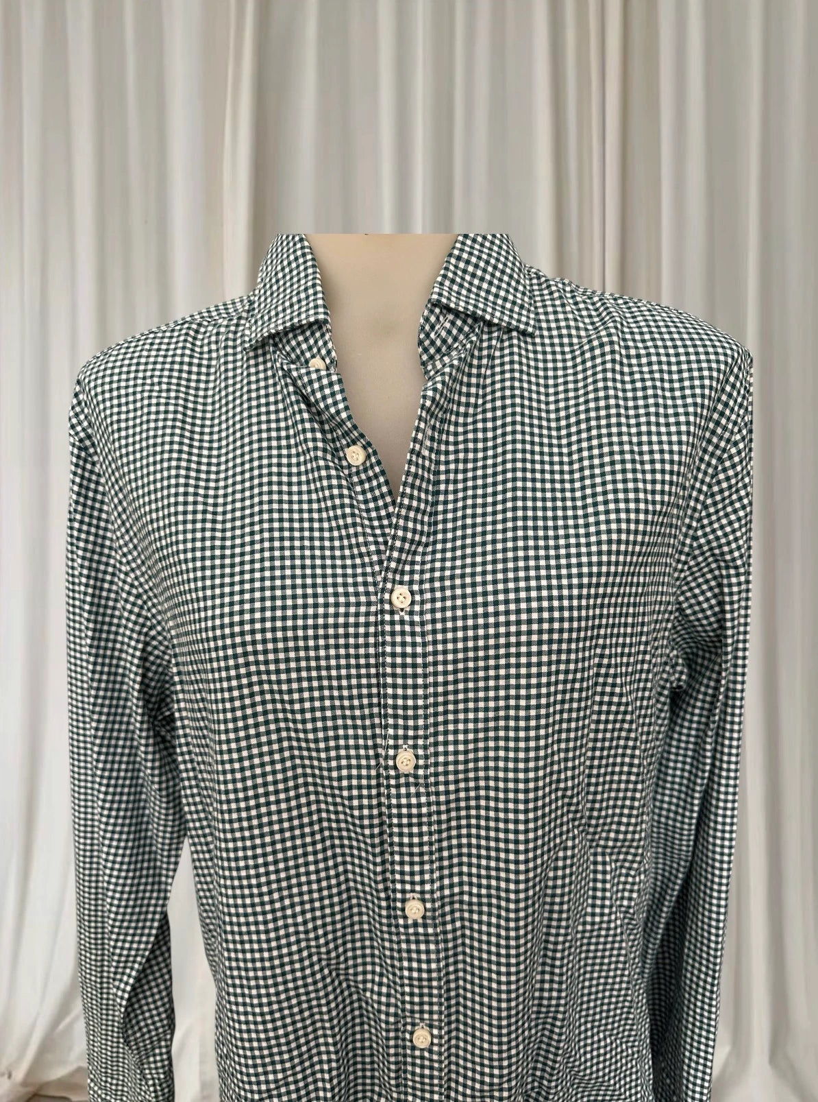 Boggi Milano Men's Gingham Check Long Sleeve Button-Down Shirt - Green/White - Image 2