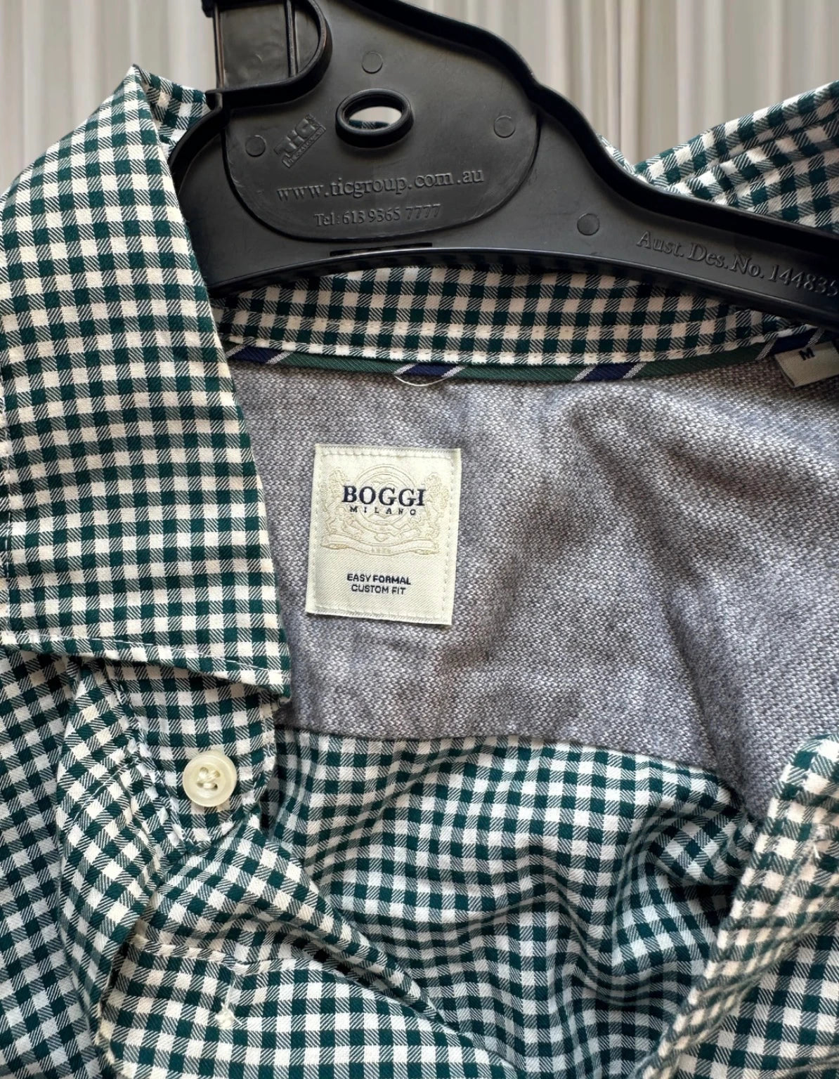 Boggi Milano Men's Gingham Check Long Sleeve Button-Down Shirt - Green/White - Image 6