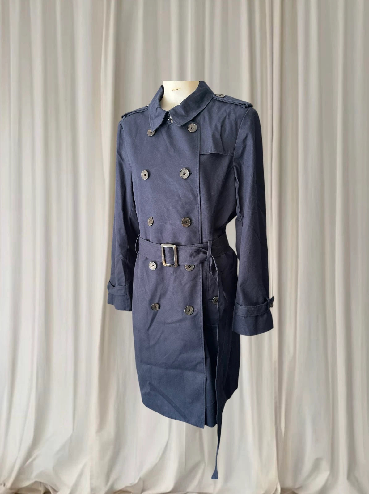Sportscraft Valentina Trench Coat - Navy Blue Double-Breasted Belted Jacket - Image 1