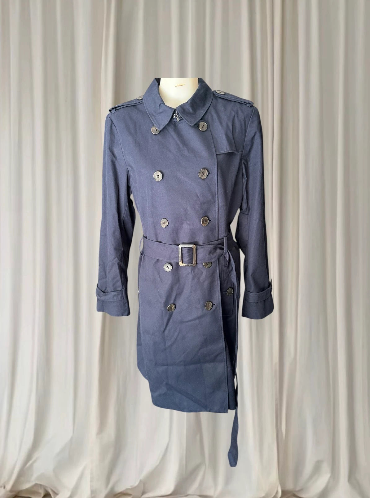 Sportscraft Valentina Trench Coat - Navy Blue Double-Breasted Belted Jacket - Image 2