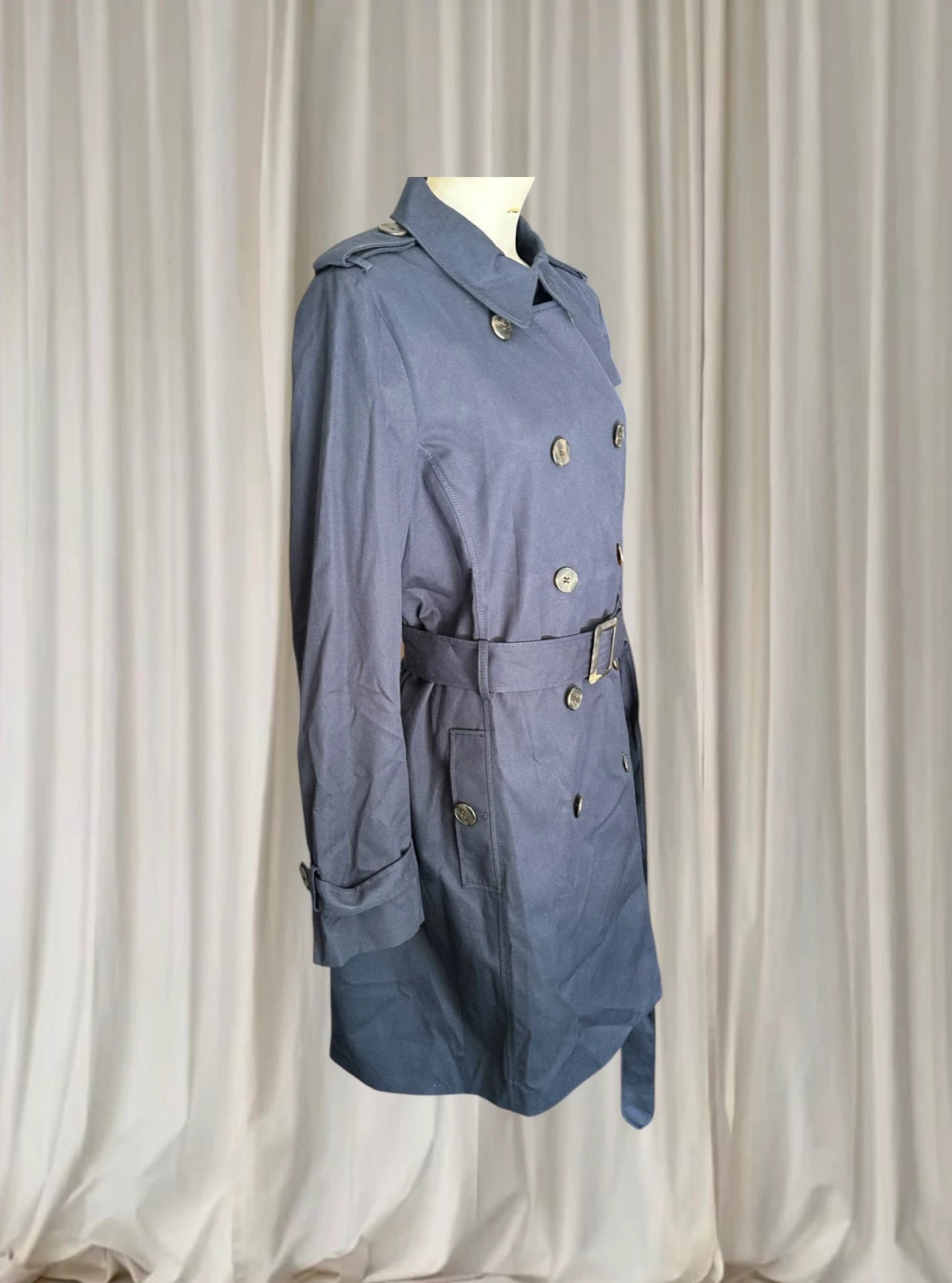 Sportscraft Valentina Trench Coat - Navy Blue Double-Breasted Belted Jacket - Image 4
