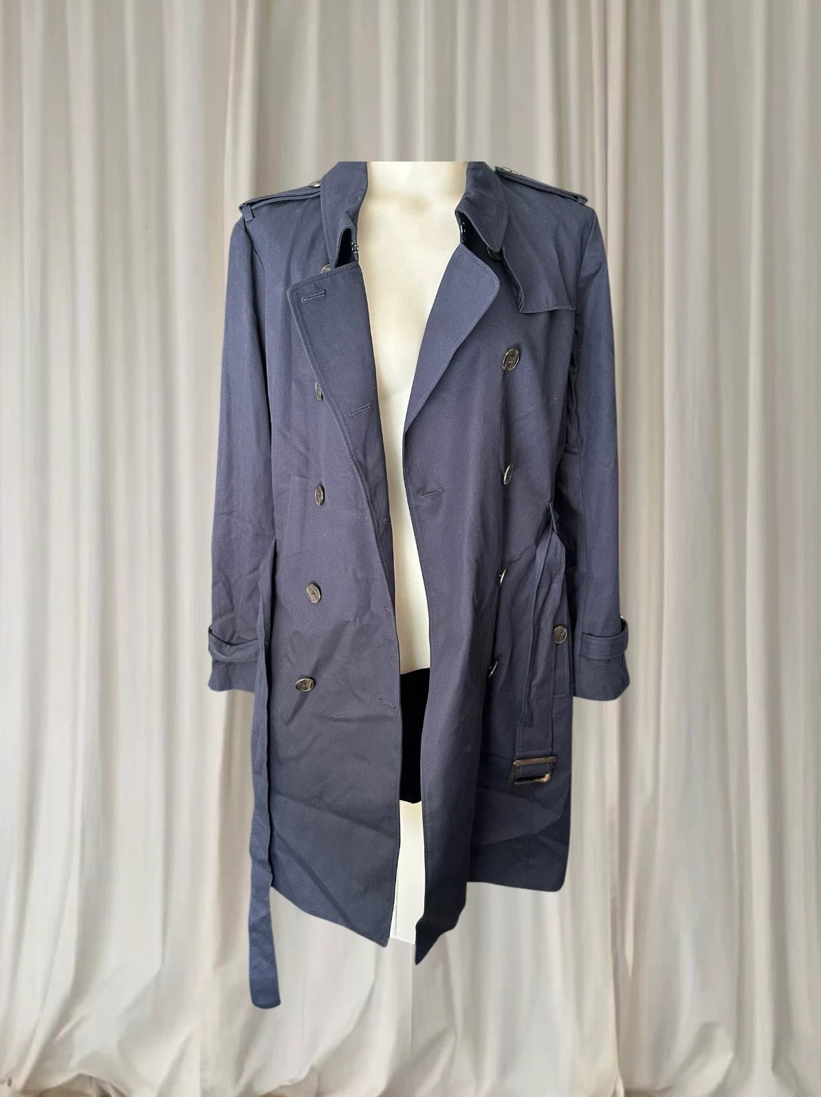 Sportscraft Valentina Trench Coat - Navy Blue Double-Breasted Belted Jacket - Image 3